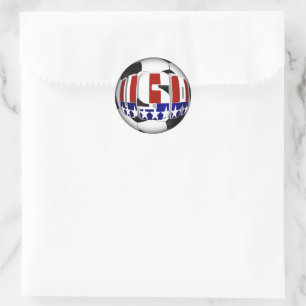 USA Soccer Ball Sports Classic Round Sticker