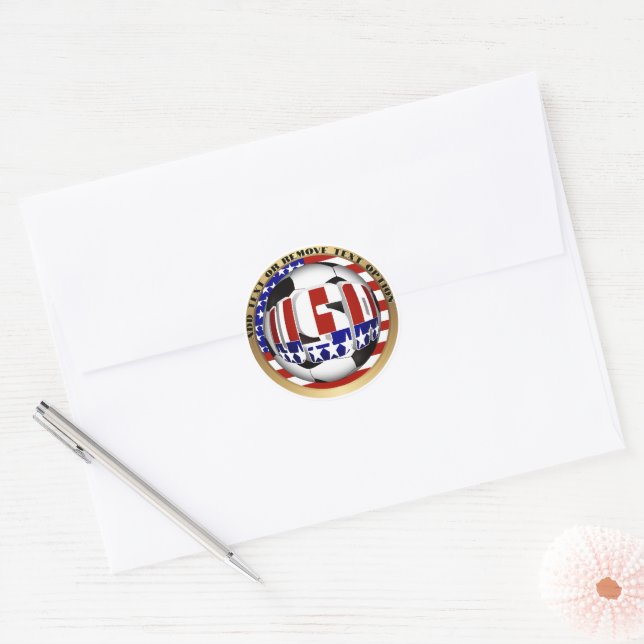 USA Soccer Ball Sports Classic Round Sticker (Envelope)