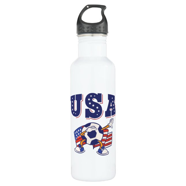 USA Soccer Fan Jersey Shirt American Flag 710 Ml Water Bottle (Front)