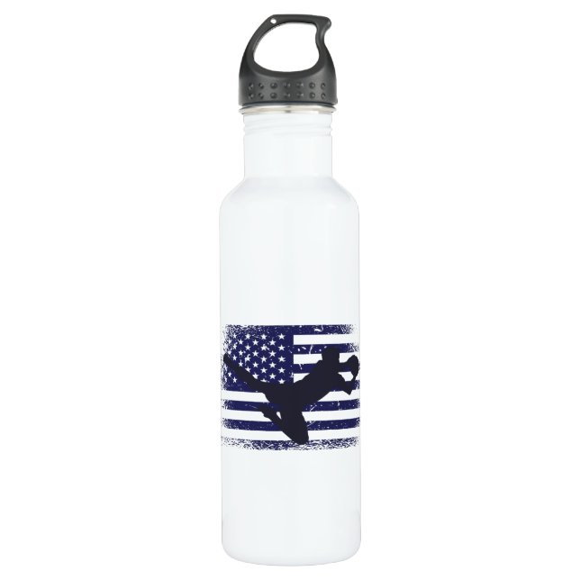 USA Soccer Fan Jersey Shirt American Flag 710 Ml Water Bottle (Front)