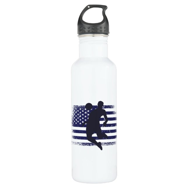 USA Soccer Fan Jersey Shirt American Flag 710 Ml Water Bottle (Front)