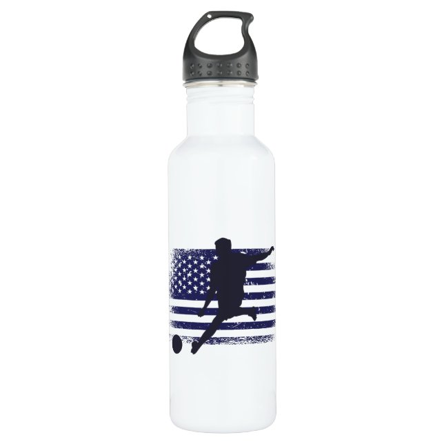 USA Soccer Fan Jersey Shirt American Flag 710 Ml Water Bottle (Front)