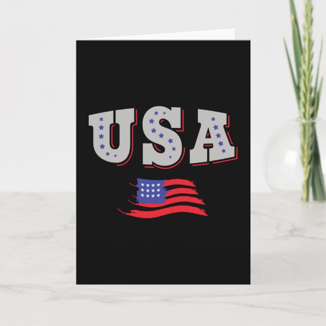 USA Soccer Fan Jersey Shirt American Flag Card (Front)