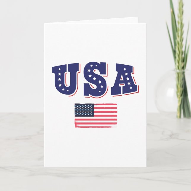 USA Soccer Fan Jersey Shirt American Flag Card (Front)