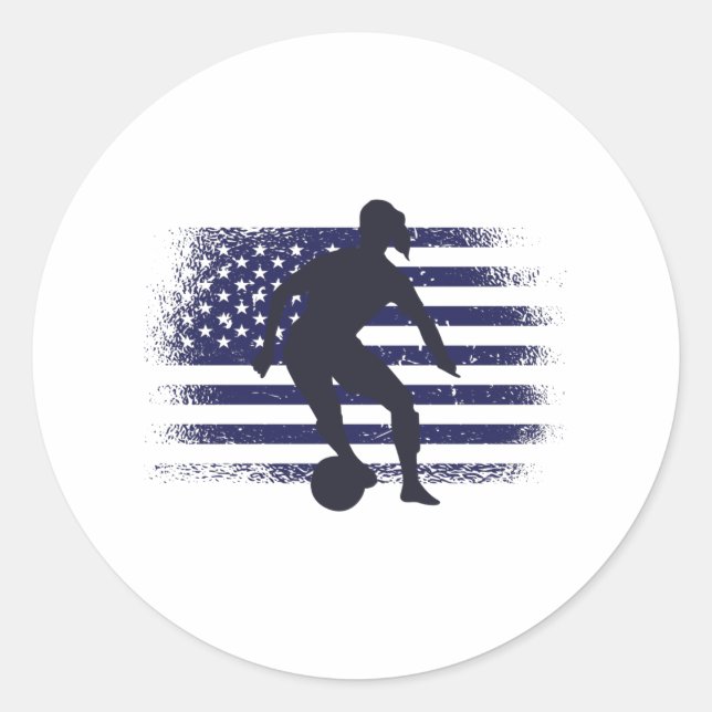 USA Soccer Fan Jersey Shirt American Flag Classic Round Sticker (Front)