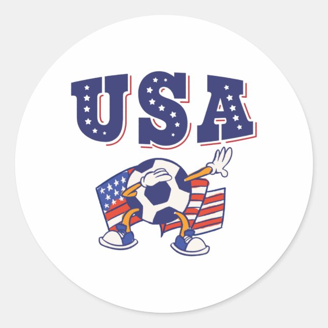 USA Soccer Fan Jersey Shirt American Flag Classic Round Sticker (Front)