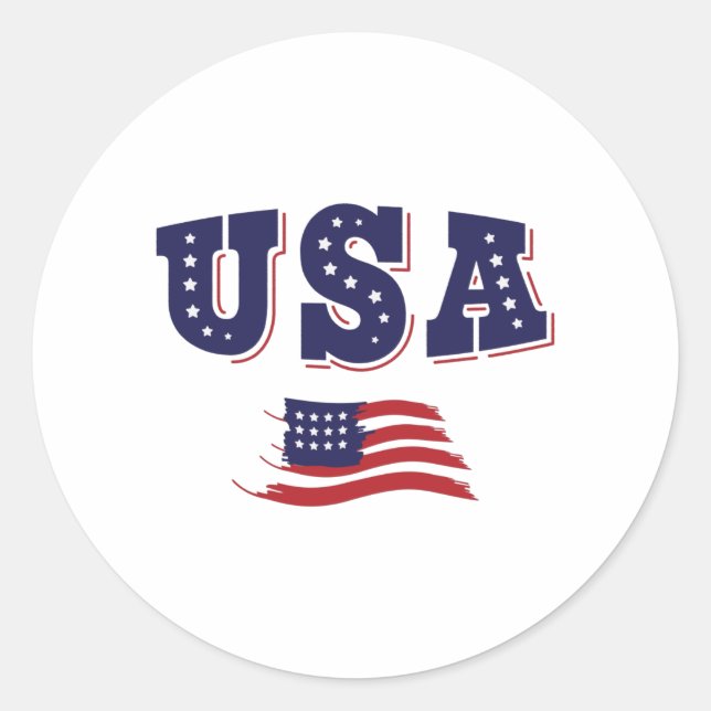 USA Soccer Fan Jersey Shirt American Flag Classic Round Sticker (Front)