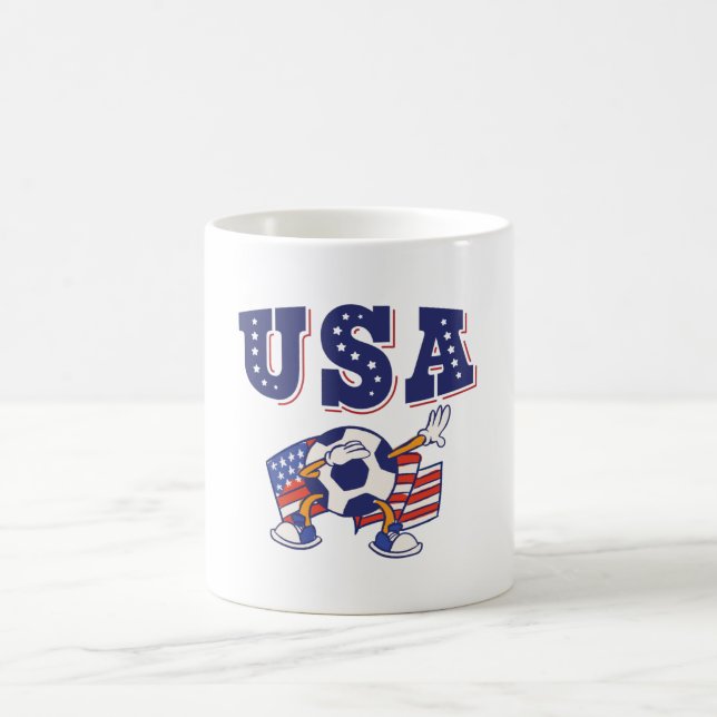 USA Soccer Fan Jersey Shirt American Flag Coffee Mug (Center)