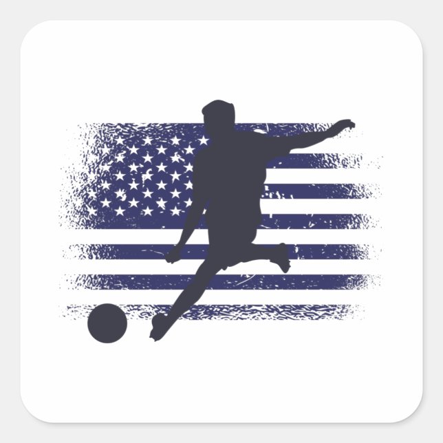 USA Soccer Fan Jersey Shirt American Flag Square Sticker (Front)
