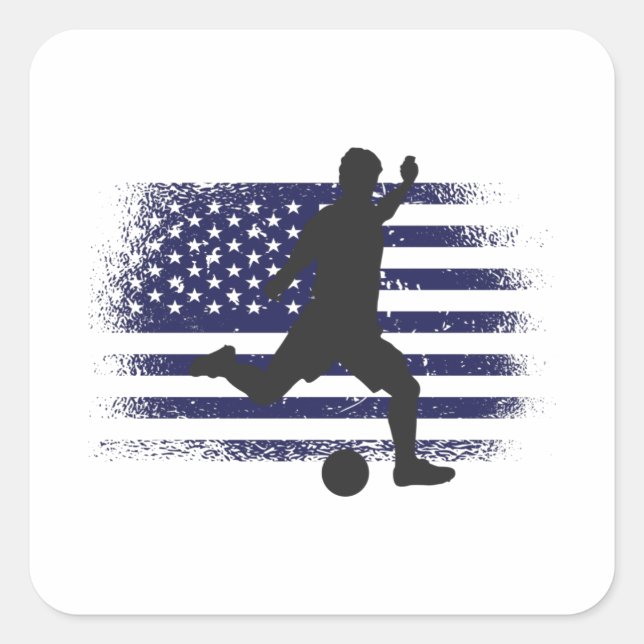 USA Soccer Fan Jersey Shirt American Flag Square Sticker (Front)