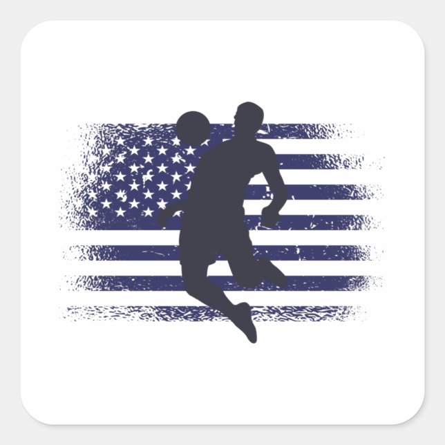 USA Soccer Fan Jersey Shirt American Flag Square Sticker (Front)