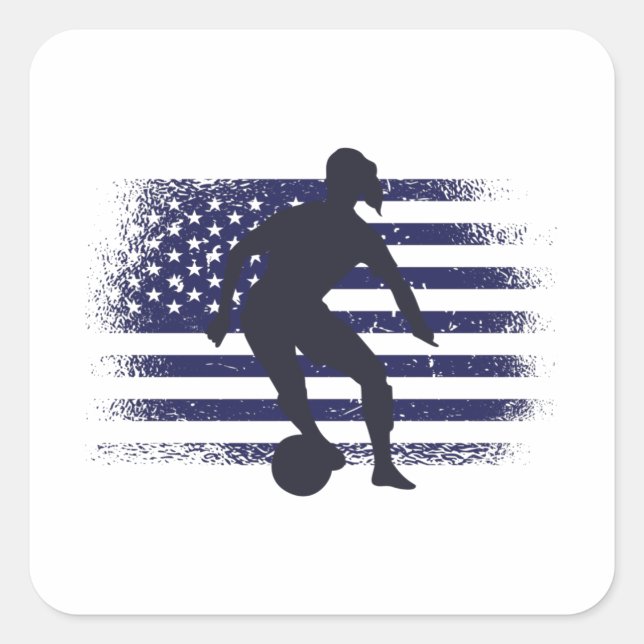 USA Soccer Fan Jersey Shirt American Flag Square Sticker (Front)