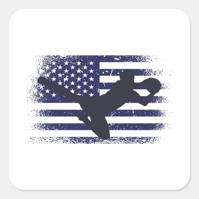 USA Soccer Fan Jersey Shirt American Flag Square Sticker (Front)