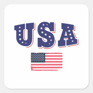 USA Soccer Fan Jersey Shirt American Flag Square Sticker