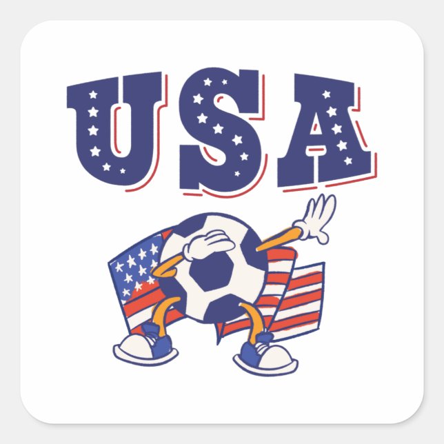 USA Soccer Fan Jersey Shirt American Flag Square Sticker (Front)