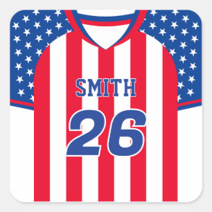 USA Soccer Jersey Custom Name Number Sticker