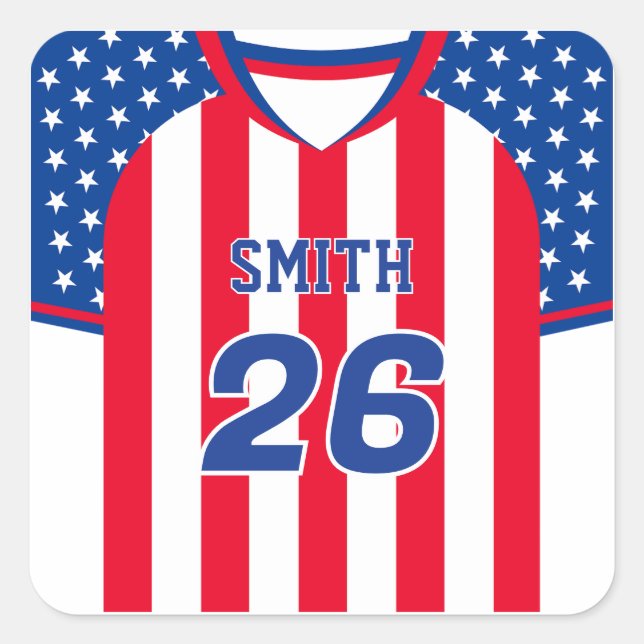 USA Soccer Jersey Custom Name Number Sticker (Front)