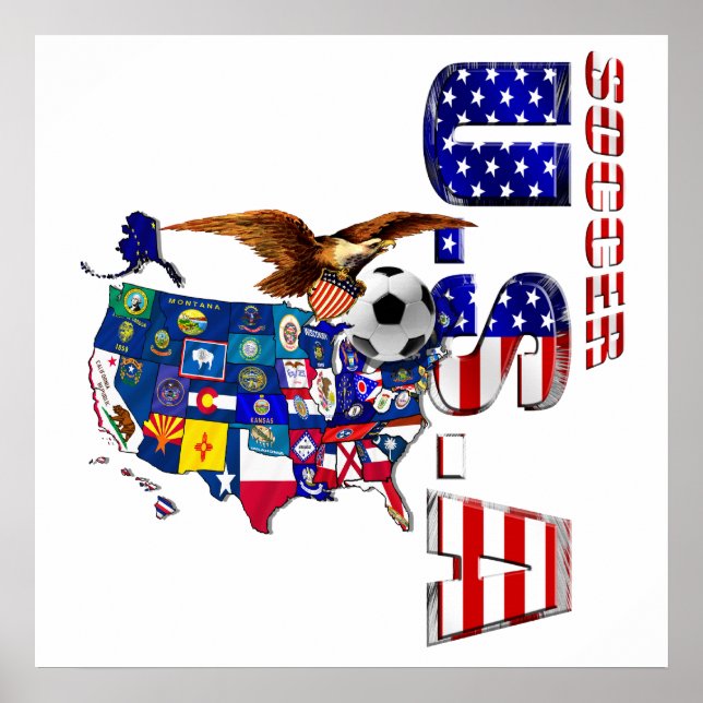 USA Soccer Map Poster (Front)