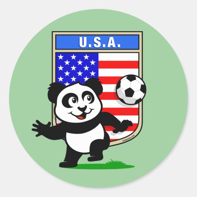 USA Soccer Panda Classic Round Sticker (Front)