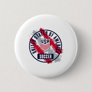 Usa Soccer Retro Paint White Usmnt Officially Lice 6 Cm Round Badge