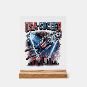 USA Soccer Skeleton Striker Nations Premium Sports Acrylic Sign