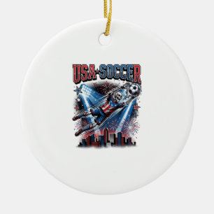 USA Soccer Skeleton Striker Nations Premium Sports Ceramic Ornament