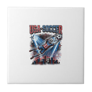 USA Soccer Skeleton Striker Nations Premium Sports Ceramic Tile