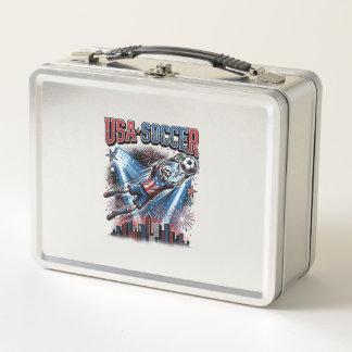 USA Soccer Skeleton Striker Nations Premium Sports Metal Lunch Box