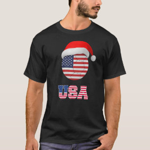 USA Soccer Soccer Ball Santa Hat American Flag T-Shirt