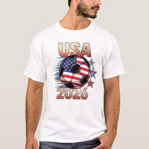 USA Soccer with Red White Blue Stars 2026 T-Shirt