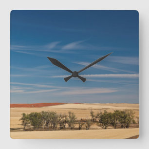 USA, South Dakota, Murdo, Prairie Landscape Square Wall Clock