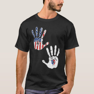 USA South Korea Handprint Flag Proud Korean Americ T-Shirt