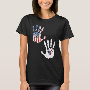 USA South Korea Handprint Flag Proud Korean Americ T-Shirt