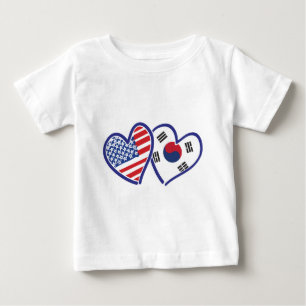USA South Korea love hearts Baby T-Shirt