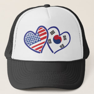 USA South Korea love hearts Trucker Hat
