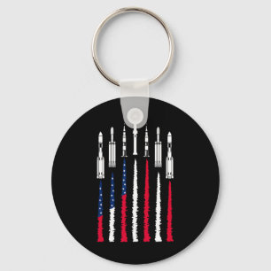 Usa Space Rockets 4th Of July Men Women Kids Funny Key Ring