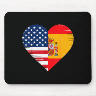 Usa Spain Heart - Dual Citizenship  Mouse Pad