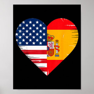 Usa Spain Heart - Dual Citizenship Poster
