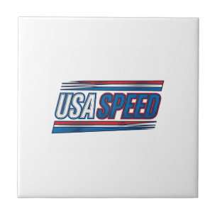 USA Speed Racing Patriotic Vintage Vector Design_1 Ceramic Tile