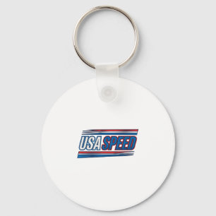 USA Speed Racing Patriotic Vintage Vector Design_1 Key Ring