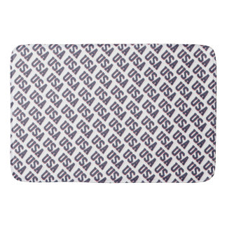 USA Spirit Repeating Letter Pattern Design - Blue Bath Mat