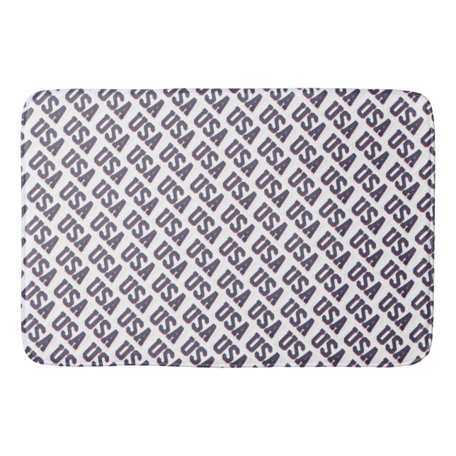 USA Spirit Repeating Letter Pattern Design - Blue Bath Mat (Front)