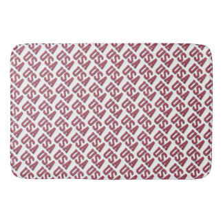USA Spirit Repeating Letter Pattern Design - Red Bath Mat
