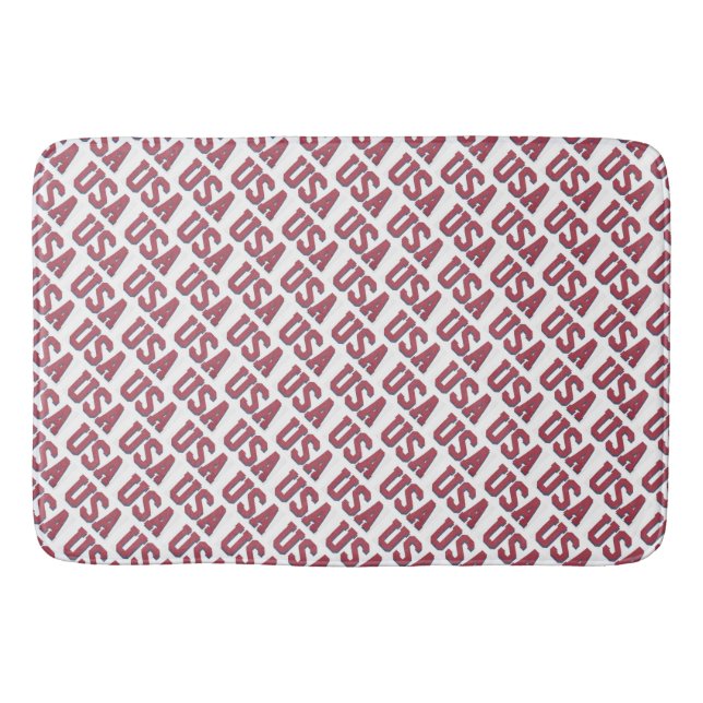 USA Spirit Repeating Letter Pattern Design - Red Bath Mat (Front)