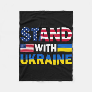 Usa Stand With Ukraine Pride Patriotic Flag Fleece Blanket