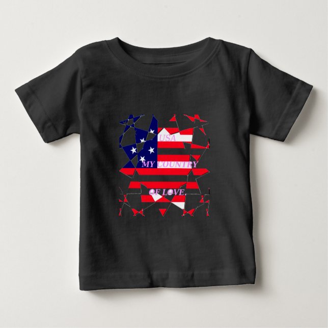 USA Star Spangled Love My Country of Love Baby T-Shirt (Front)