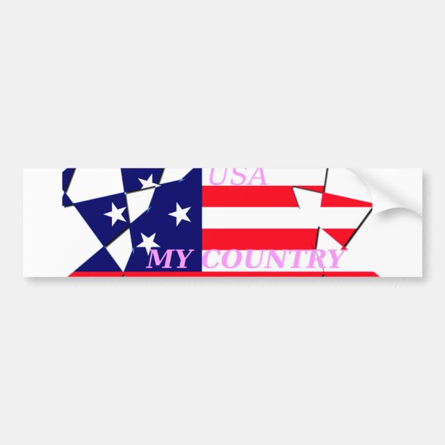 USA Star Spangled Love My Country of Love Bumper Sticker (Front)