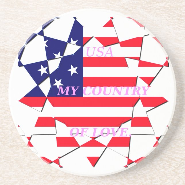 USA Star Spangled Love My Country of Love Coaster (Front)