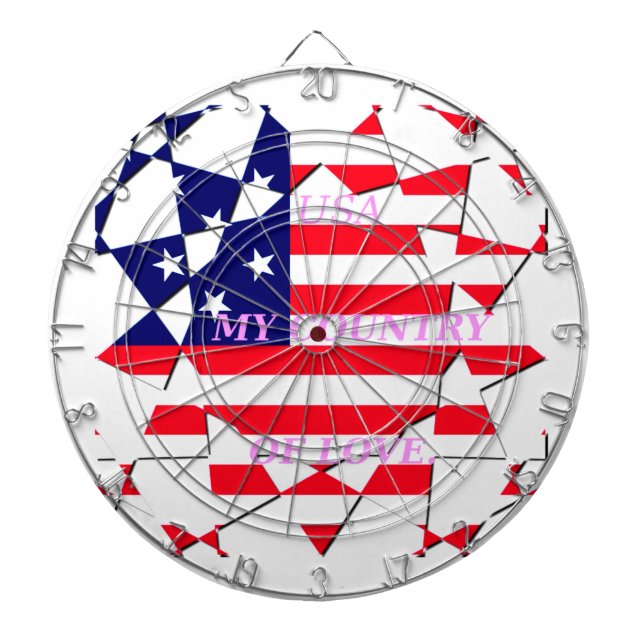 USA Star Spangled Love My Country of Love Dartboard (Front)