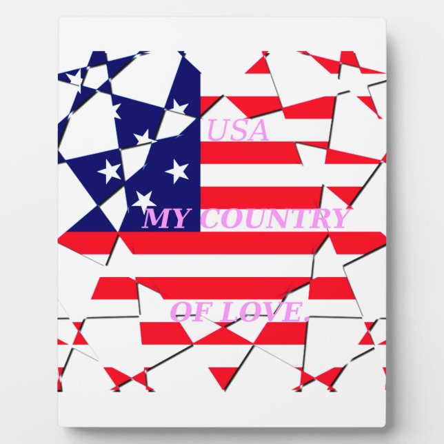 USA Star Spangled Love My Country of Love Plaque (Front)